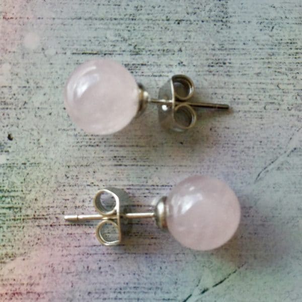 boucles d oreille puce quartz rose