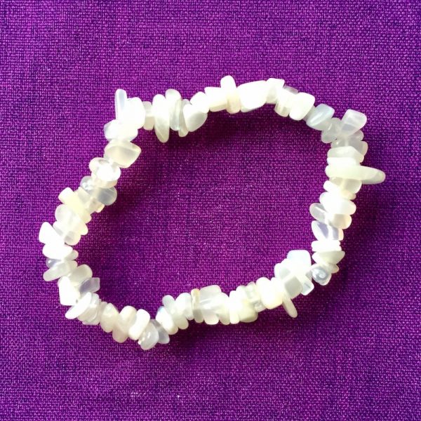 bracelet fin pierre de lune nacre blanc