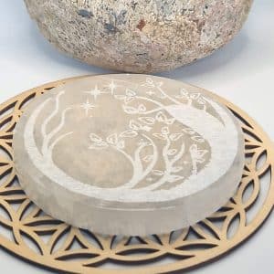 Plaque de rechargement de pierre en sélénite, motif rêves féeriques